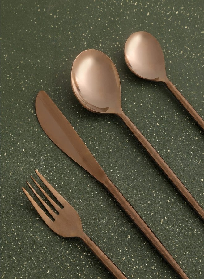 Ellementry Norah Rose Gold Hammered Cutlery Set of 4 - Image 2